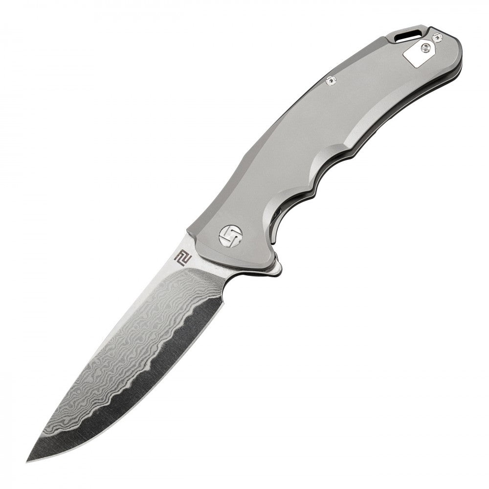 Artisan Cutlery Tradition ATZ-1702GD Damascus Blade Titanium TC4 Handle Folding Knives