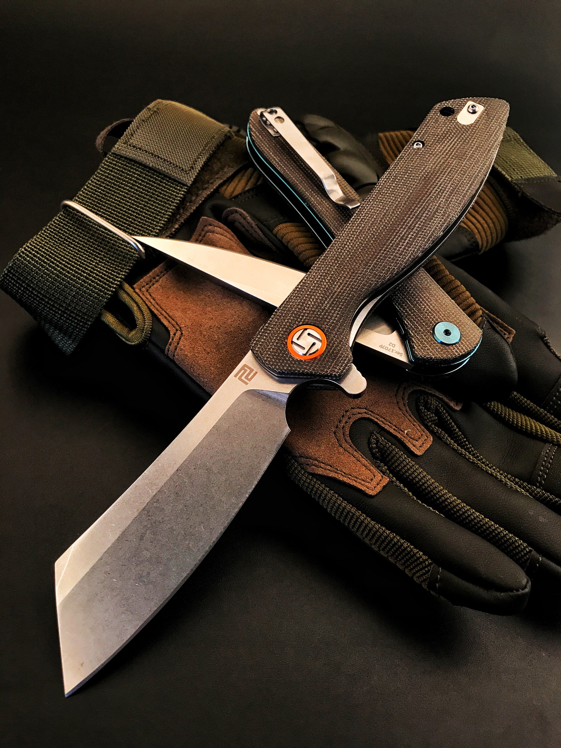 Artisan Cutlery Tomahawk ATZ-1815P D2 Blade Micarta Handle Folding Knives