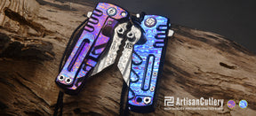 Artisan Cutlery Proponent ATZ-1820GSD Damascus Blade Titanium Damascus Handle Folding Knives