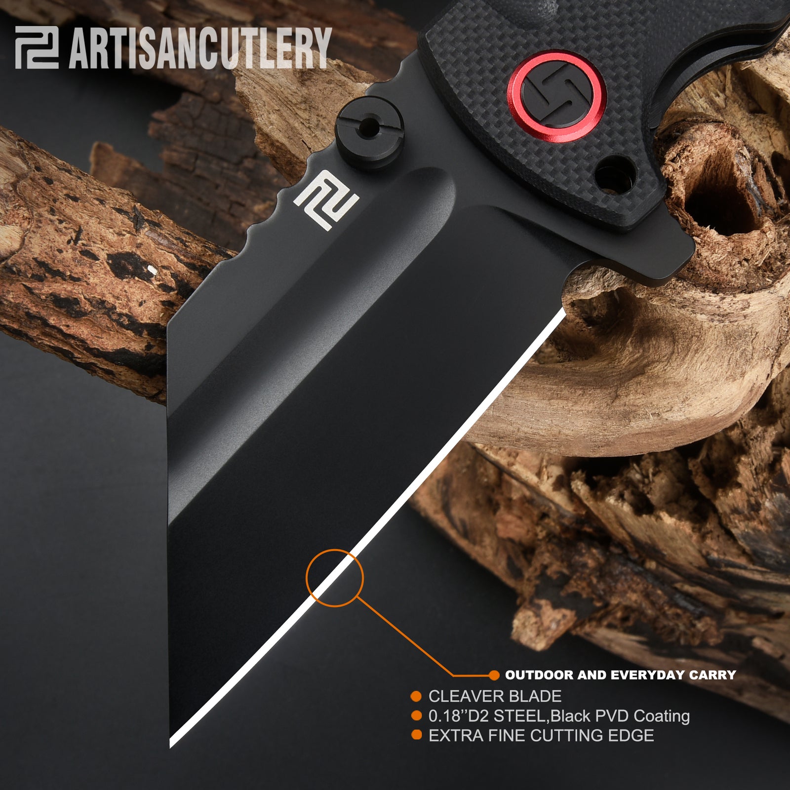 ARTISAN CUTLERY PROPONENT ATZ-1820P D2 Steel Black PVD Blade Black G10 Handle Pocket Knife Folding Knife EDC Knife