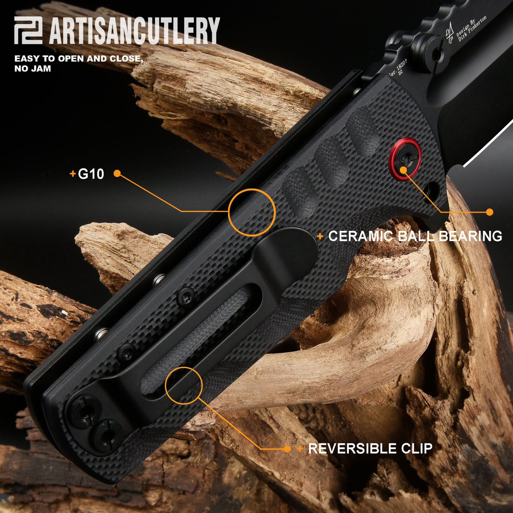 ARTISAN CUTLERY PROPONENT ATZ-1820P D2 Steel Black PVD Blade Black G10 Handle Pocket Knife Folding Knife EDC Knife