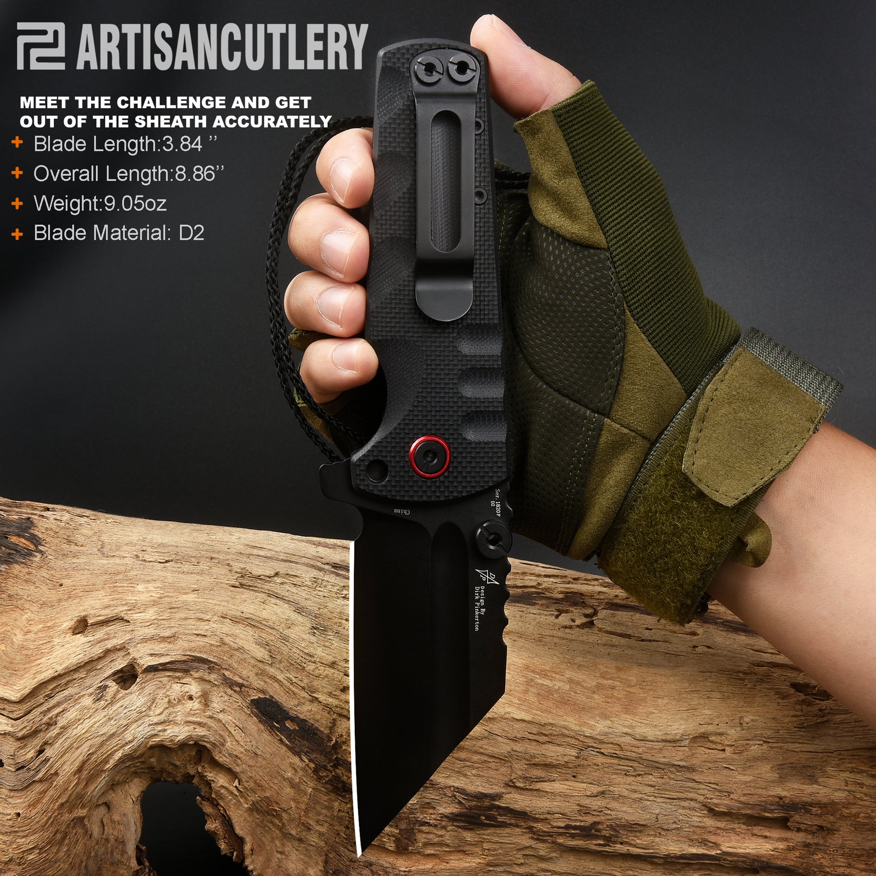 ARTISAN CUTLERY PROPONENT ATZ-1820P D2 Steel Black PVD Blade Black G10 Handle Pocket Knife Folding Knife EDC Knife