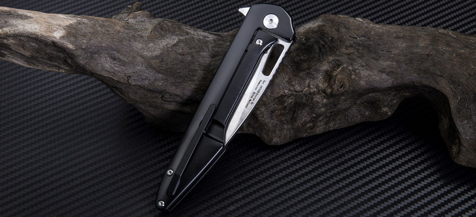 Artisan Cutlery Archaeo ATZ-1821GD Damascus Blade Titanium Handle Folding Knives