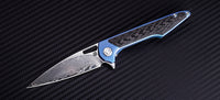 Artisan Cutlery Archaeo ATZ-1821GD Damascus Blade Titanium Handle Folding Knives
