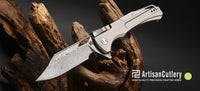 Artisan Cutlery Blowback ATZ-1822GD Damascus Blade Titanium Handle Folding Knives
