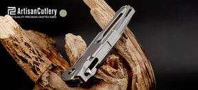 Artisan Cutlery Blowback ATZ-1822GD Damascus Blade Titanium Handle Folding Knives