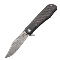 Artisan Cutlery Hyperion ATZ-1834GSD Damascus Blade Titanium and Carbon Fiber Handle Folding Knives
