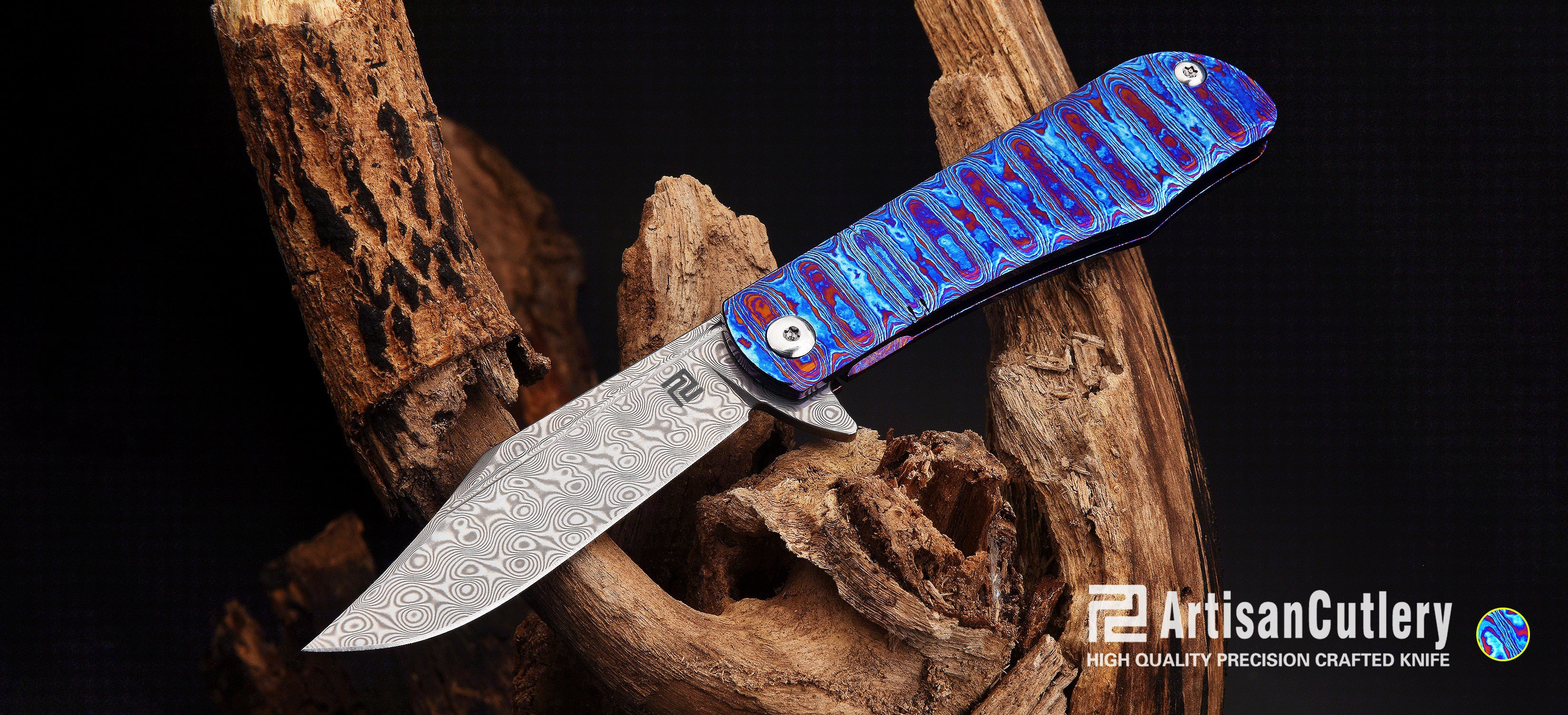 Artisan Cutlery Hyperion - Damascus Blade, Titanium Handle