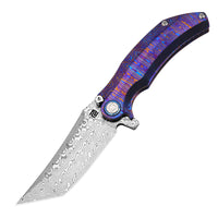 Artisan Cutlery Tacit ATZ-1838GD Damascus Blade Titanium Damascus Handles Folding Knives