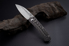 Artisan Cutlery Centauri ATZ-1839GD Damascus Blade Carbon fiber and Titanium Handle Folding Knives