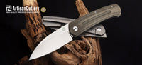 Artisan Cutlery Centauri ATZ-1839GD Damascus Blade Micarta and Titanium Handle Folding Knives