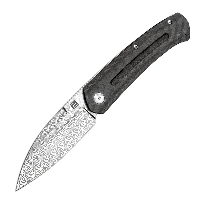 Artisan Cutlery Centauri Atz-1839gd Damascus Blade Carbon Fiber And Titanium Handle Folding Knives - artisan cutlery