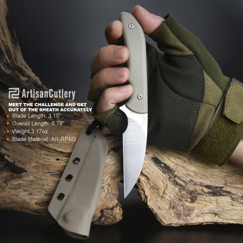Artisan Cutlery Sea Snake ATZ-1842B  AR-RPM9 Steel Blade G10 Handle Fixed Blade Knives