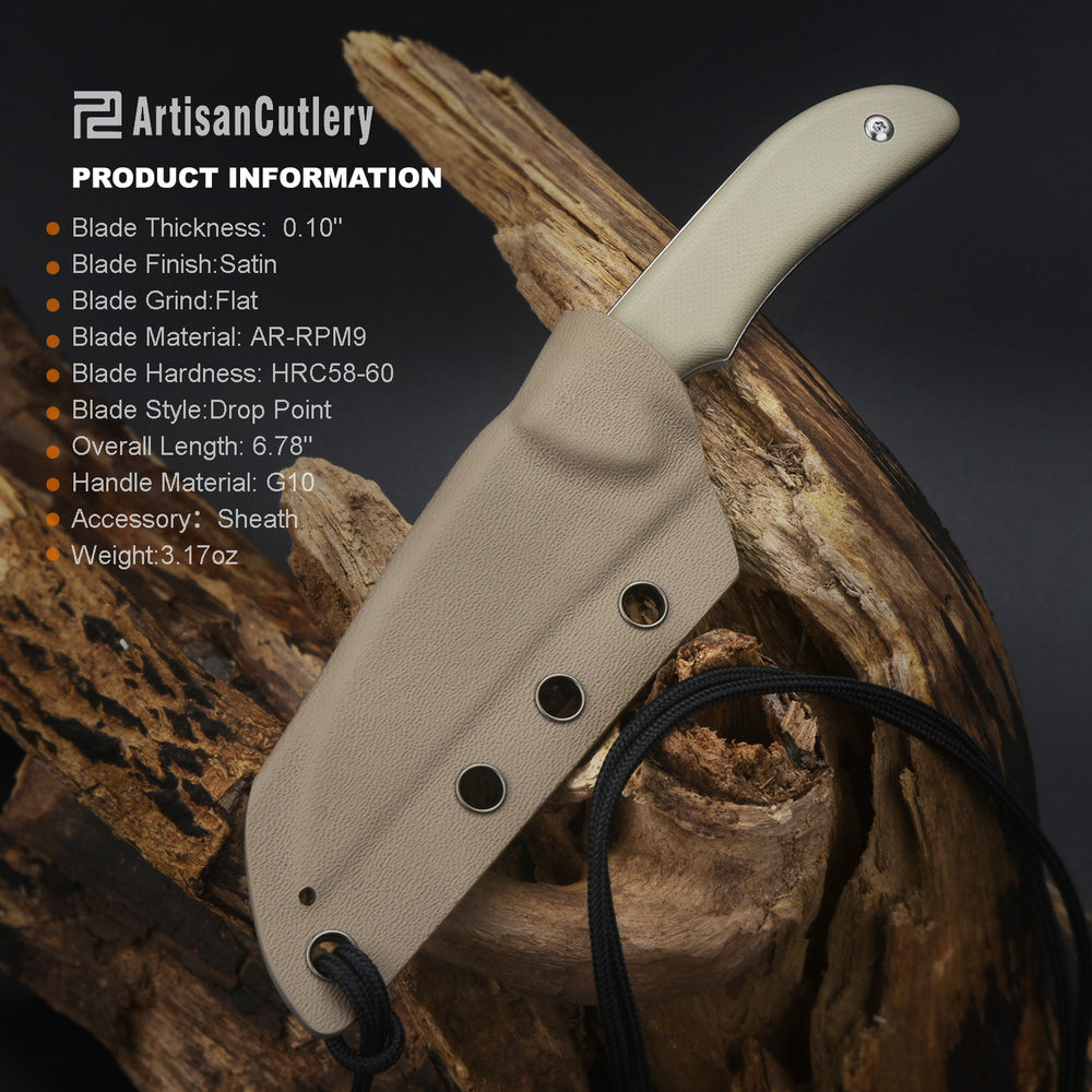 Artisan Cutlery Sea Snake ATZ-1842B  AR-RPM9 Steel Blade G10 Handle Fixed Blade Knives