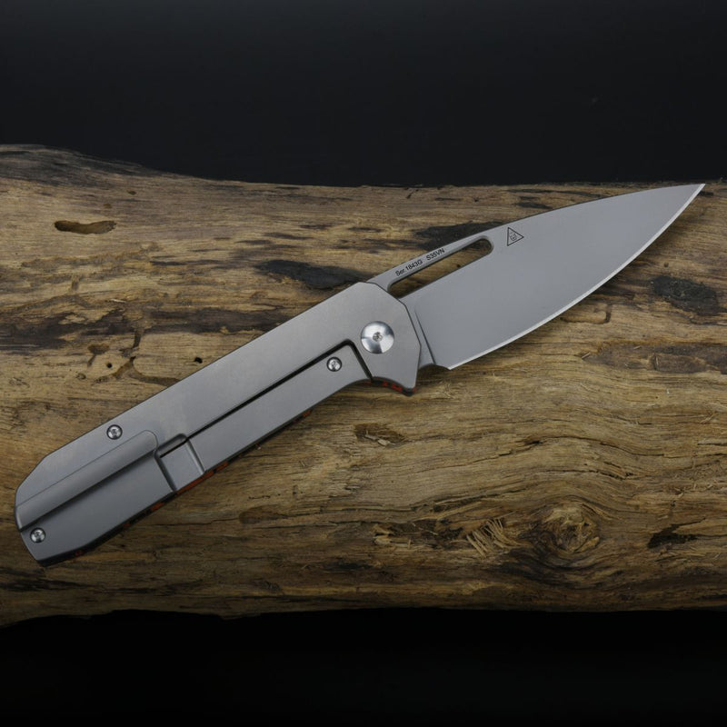 Artisan Cutlery Arion ATZ-1843G S35VN Blade Titanium and Fat Carbon Fiber Handle Folding Knives