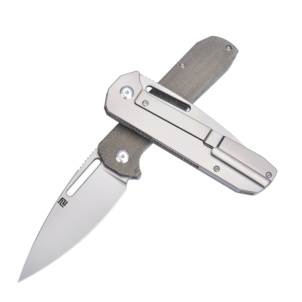 Artisan Cutlery Arion ATZ-1843G S35VN Blade ODG Micarta and Titanium Handle Folding Knives