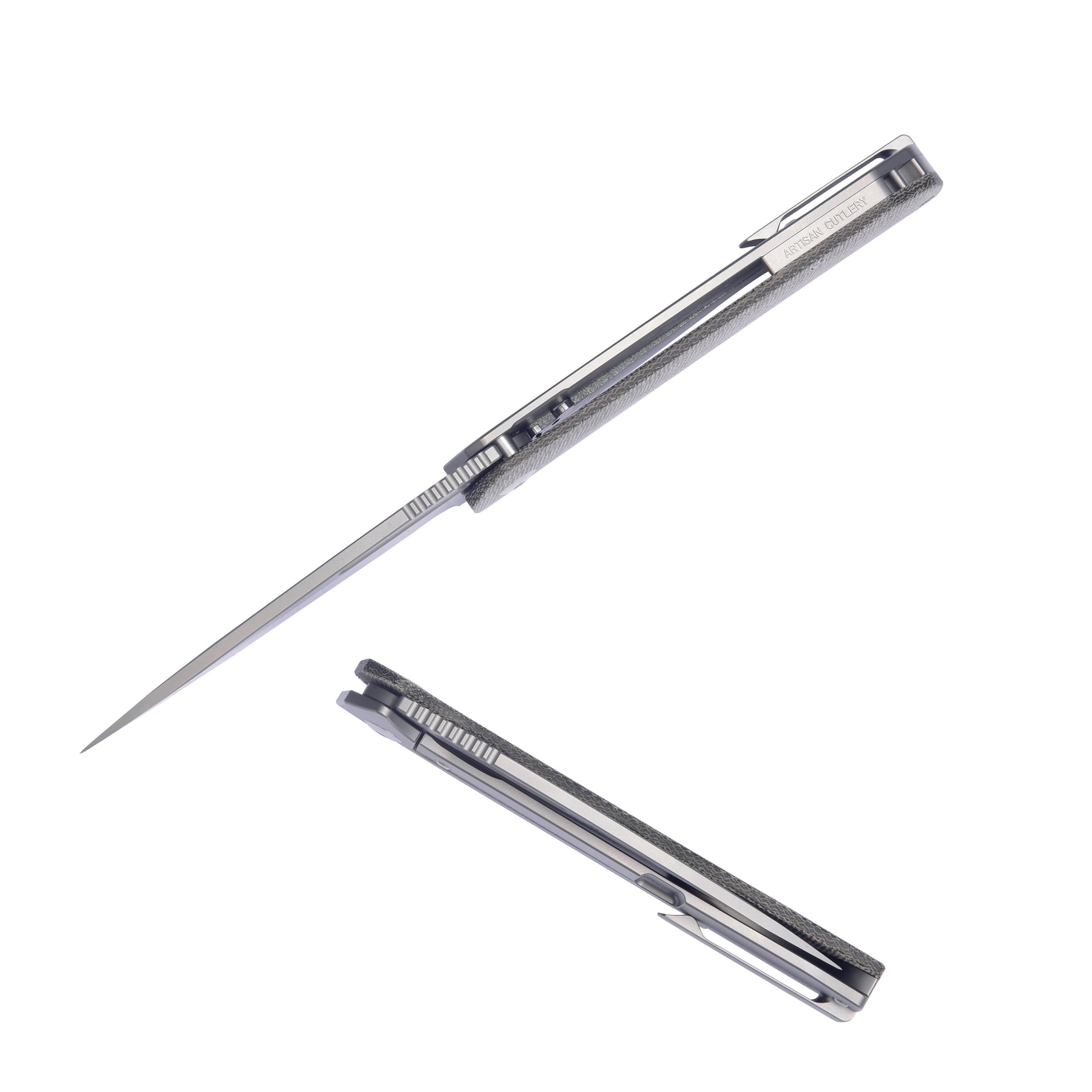 Artisan Cutlery Arion ATZ-1843G S35VN Blade ODG Micarta and Titanium Handle Folding Knives