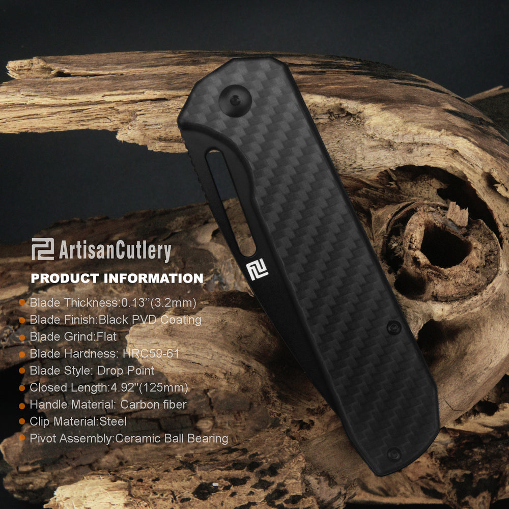 Artisan Cutlery Arion ATZ-1843P AR-RPM9 Blade Carbon Fiber Handle Folding Knives