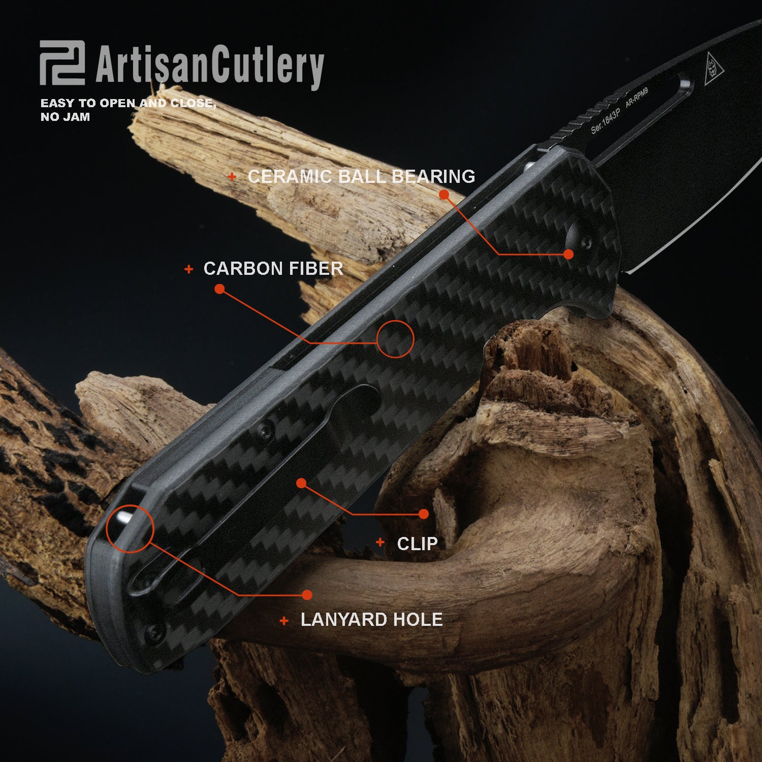 Artisan Cutlery Arion ATZ-1843P Folding Knife - Carbon Fiber 