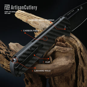 ARTISAN CUTLERY ARION ATZ-1843P AR-RPM9 BLADE CARBON FIBER HANDLE FOLDING KNIVES
