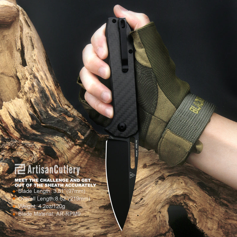 Artisan Cutlery Arion ATZ-1843P AR-RPM9 Blade Carbon Fiber Handle Folding Knives