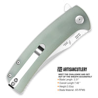Artisan Cutlery Arroyo ATZ-1845P AR-RPM9 Steel Blade G10 Handle Folding Knives