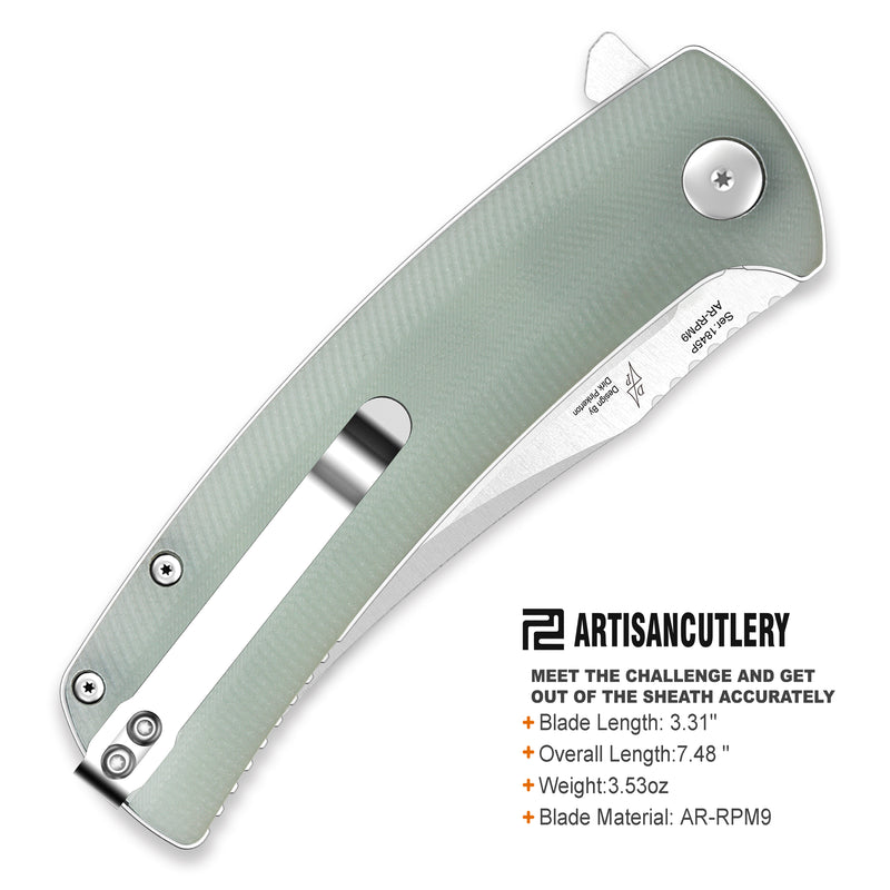 Artisan Cutlery Arroyo ATZ-1845P AR-RPM9 Steel Blade G10 Handle Folding Knives