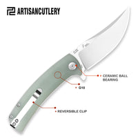 Artisan Cutlery Arroyo ATZ-1845P AR-RPM9 Steel Blade G10 Handle Folding Knives
