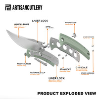 Artisan Cutlery Arroyo ATZ-1845P AR-RPM9 Steel Blade G10 Handle Folding Knives