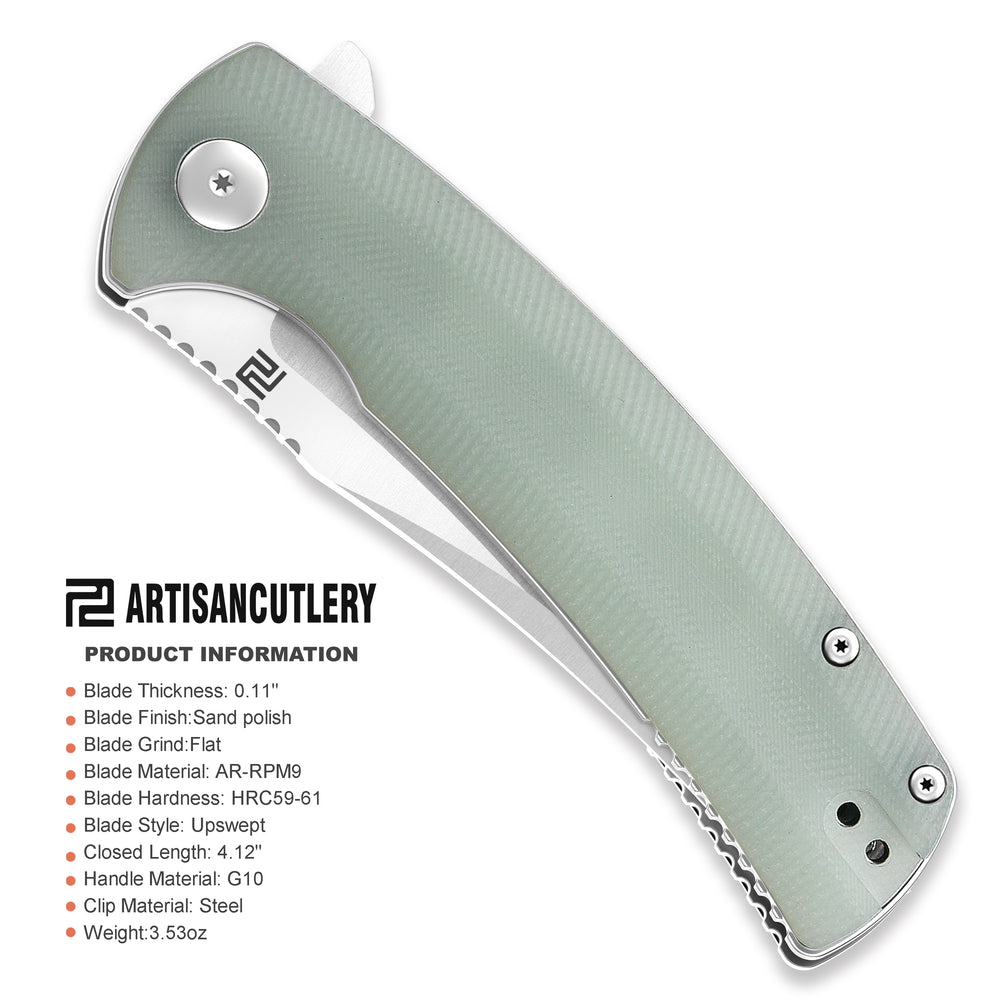 Artisan Cutlery Arroyo ATZ-1845P AR-RPM9 Steel Blade G10 Handle Folding Knives