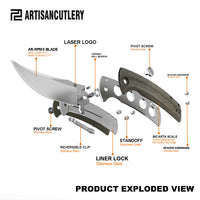 Artisan Cutlery Arroyo ATZ-1845P AR-RPM9 Steel Blade Micarta Handle Folding Knives