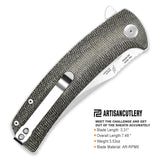 Artisan Cutlery Arroyo ATZ-1845P AR-RPM9 Steel Blade Micarta Handle Folding Knives