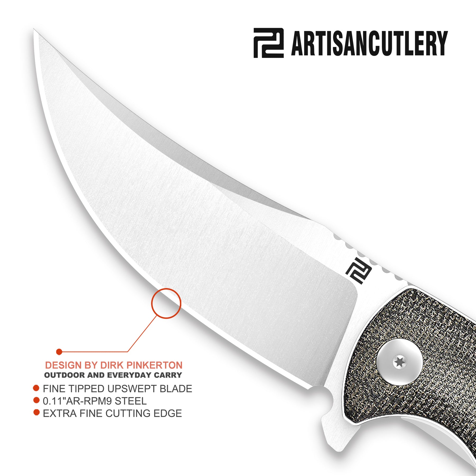 Artisan Cutlery Arroyo ATZ-1845P AR-RPM9 Powder Steel Blade Micarta Handle Folding Knives