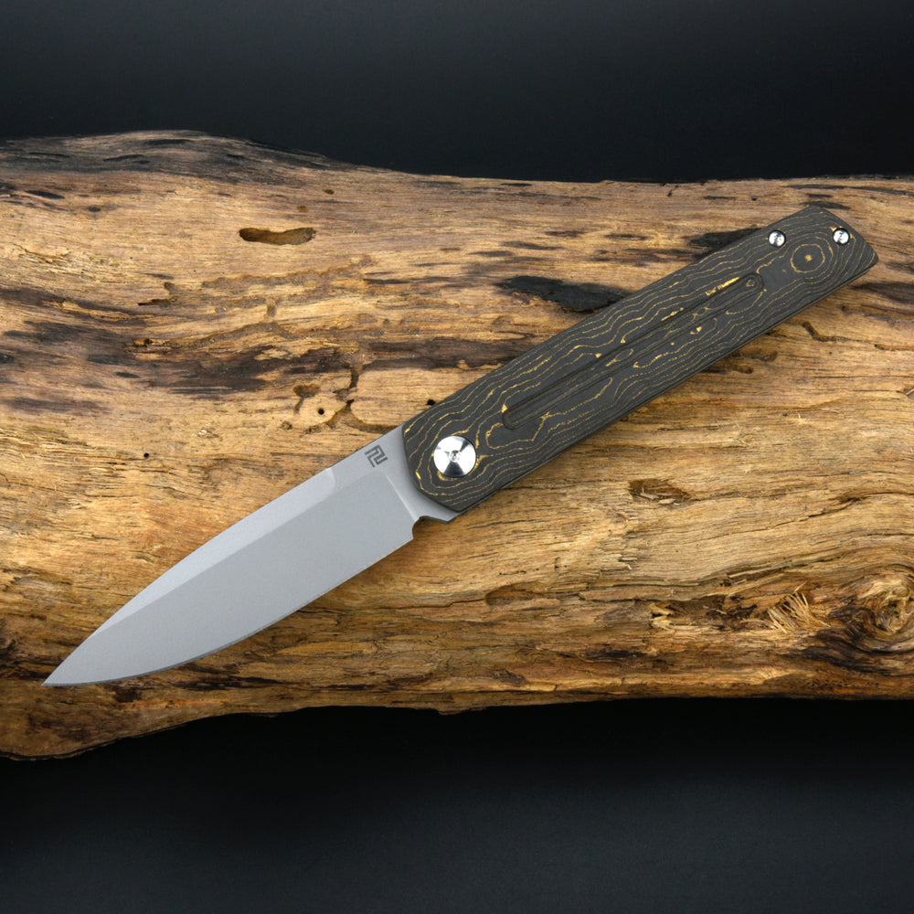 Artisan Cutlery Sirius 1849G S35VN Blade Fat Carbon and Titanium Handle Folding Knives