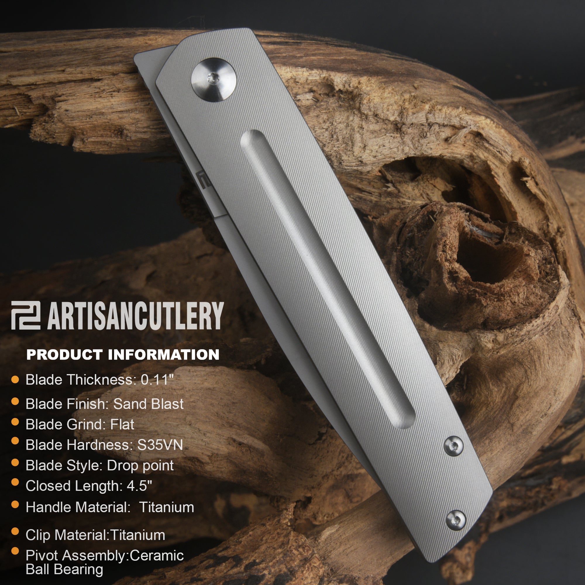 Artisan Cutlery Sirius 1849G - Sleek Flipper Knife with