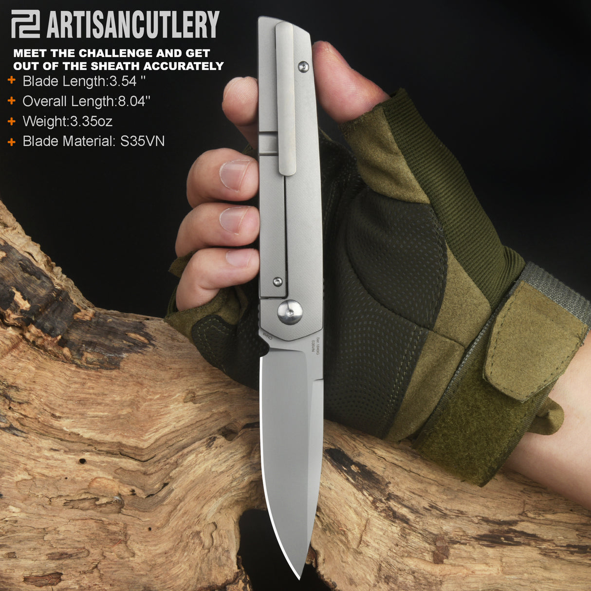 Artisan Cutlery Sirius 1849G S35VN Blade Titanium Handle Folding Knives