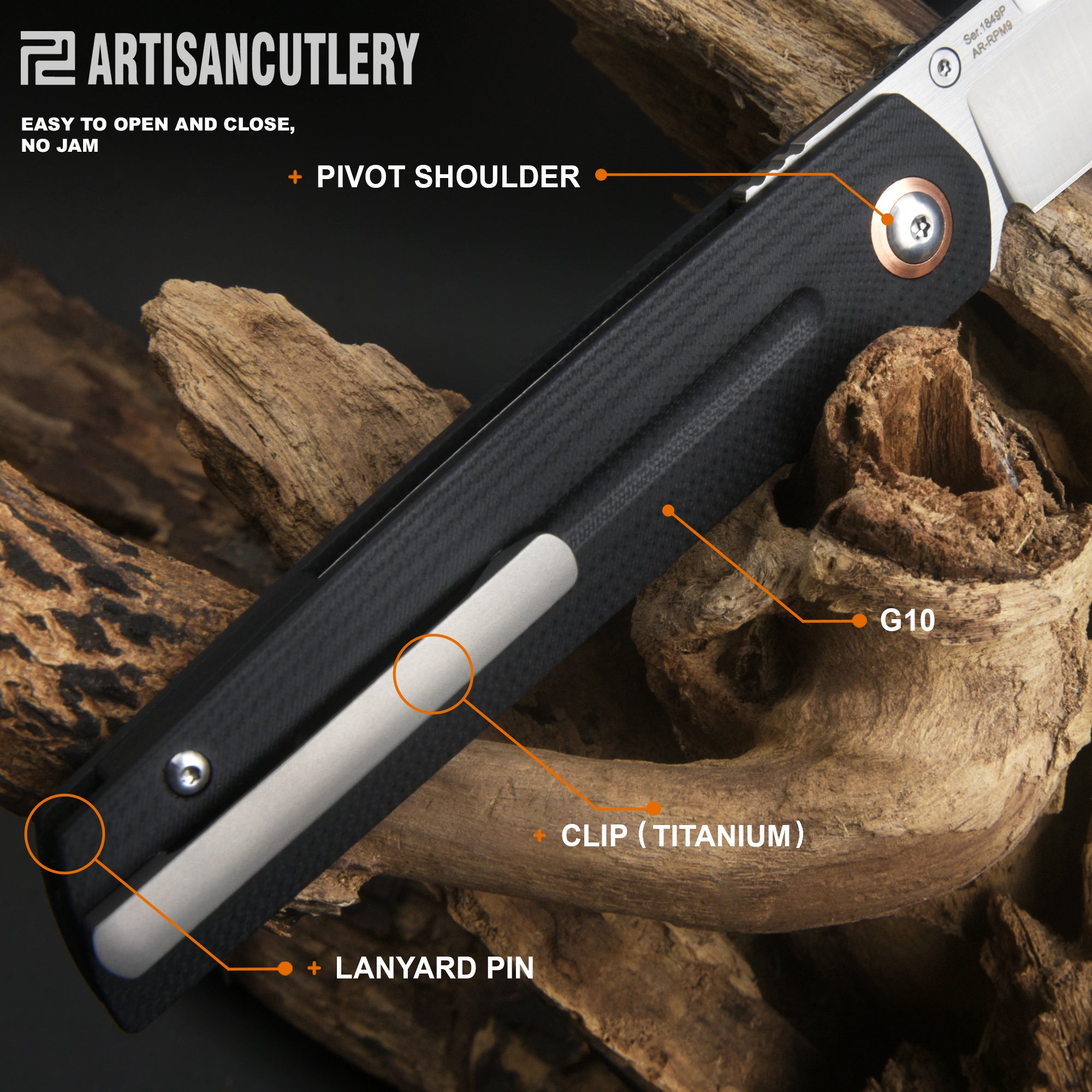 Artisan Cutlery Sirius 1849P AR-RPM9 Steel Blade G10 Hand