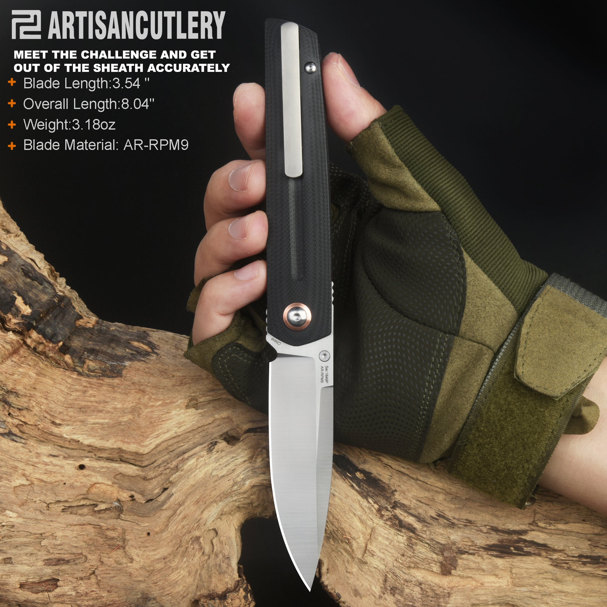 Artisan Cutlery Sirius 1849P AR-RPM9 Steel Blade G10 Hand