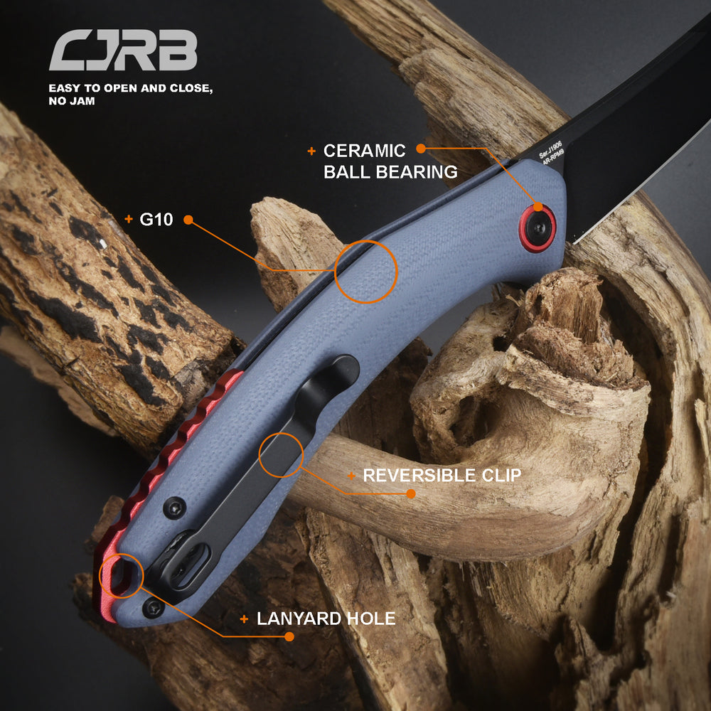 CJRB GOBI J1906 AR-RPM9 Steel Black PVD Blade G10 Handle Folding Knives