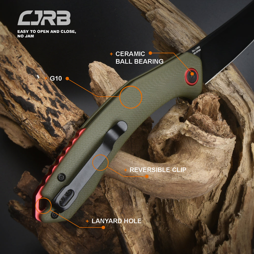 CJRB GOBI J1906 AR-RPM9 Steel Black PVD Blade G10 Handle Folding Knives