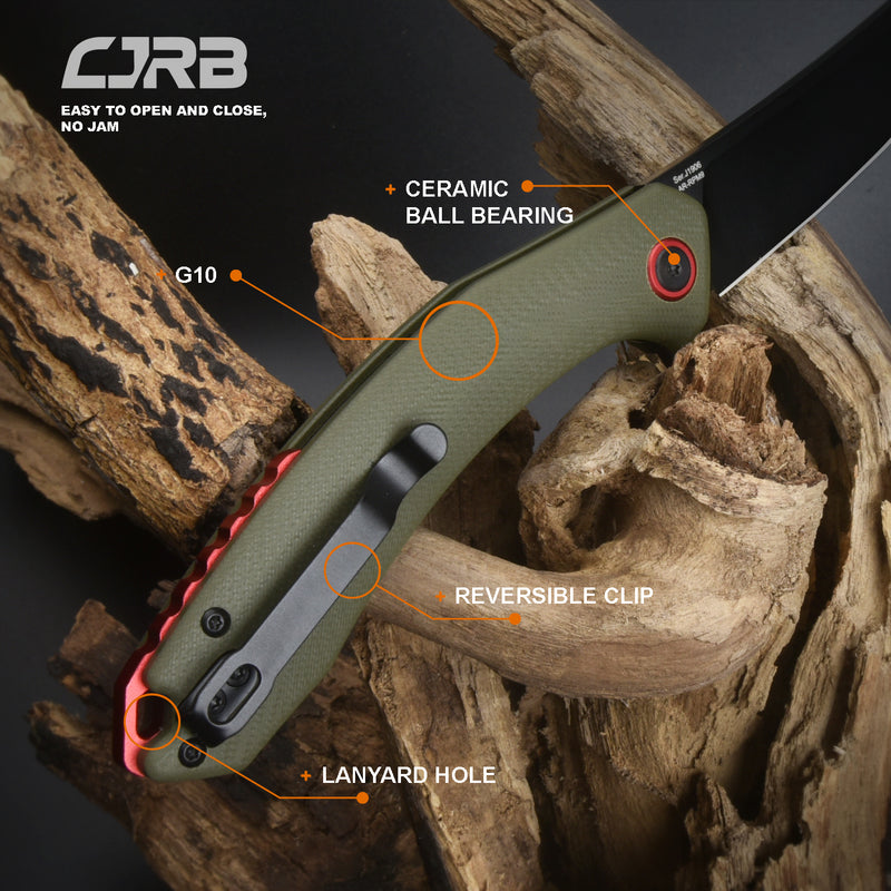 CJRB GOBI J1906 AR-RPM9 Steel Black PVD Blade G10 Handle Folding Knives
