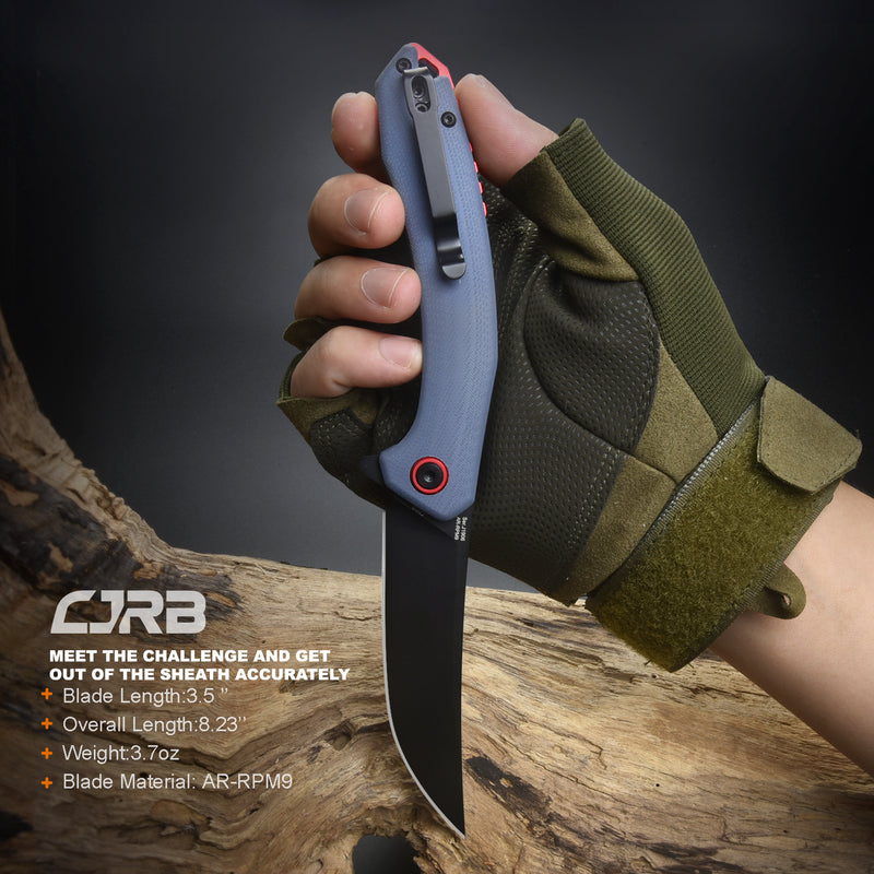 CJRB GOBI J1906 AR-RPM9 Steel Black PVD Blade G10 Handle Folding Knives