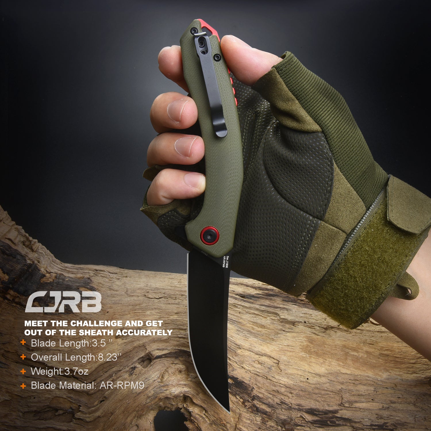 CJRB GOBI J1906 AR-RPM9 Powder Steel Black PVD Blade G10 Handle Folding Knives