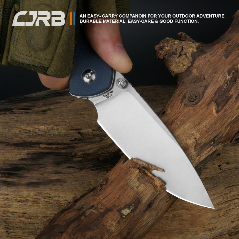 CJRB Pyrite J1925 AR-RPM9 Steel Stone Wash Blade G10 Handle Folding Knives