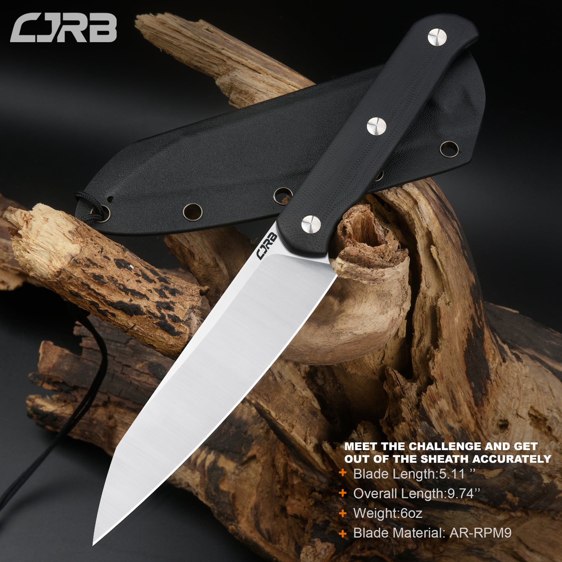 CJRB SILAX J1921B AR-RPM9 POWDER STEEL BLADE G10 HANDLE FIXED BLADE KNIVES
