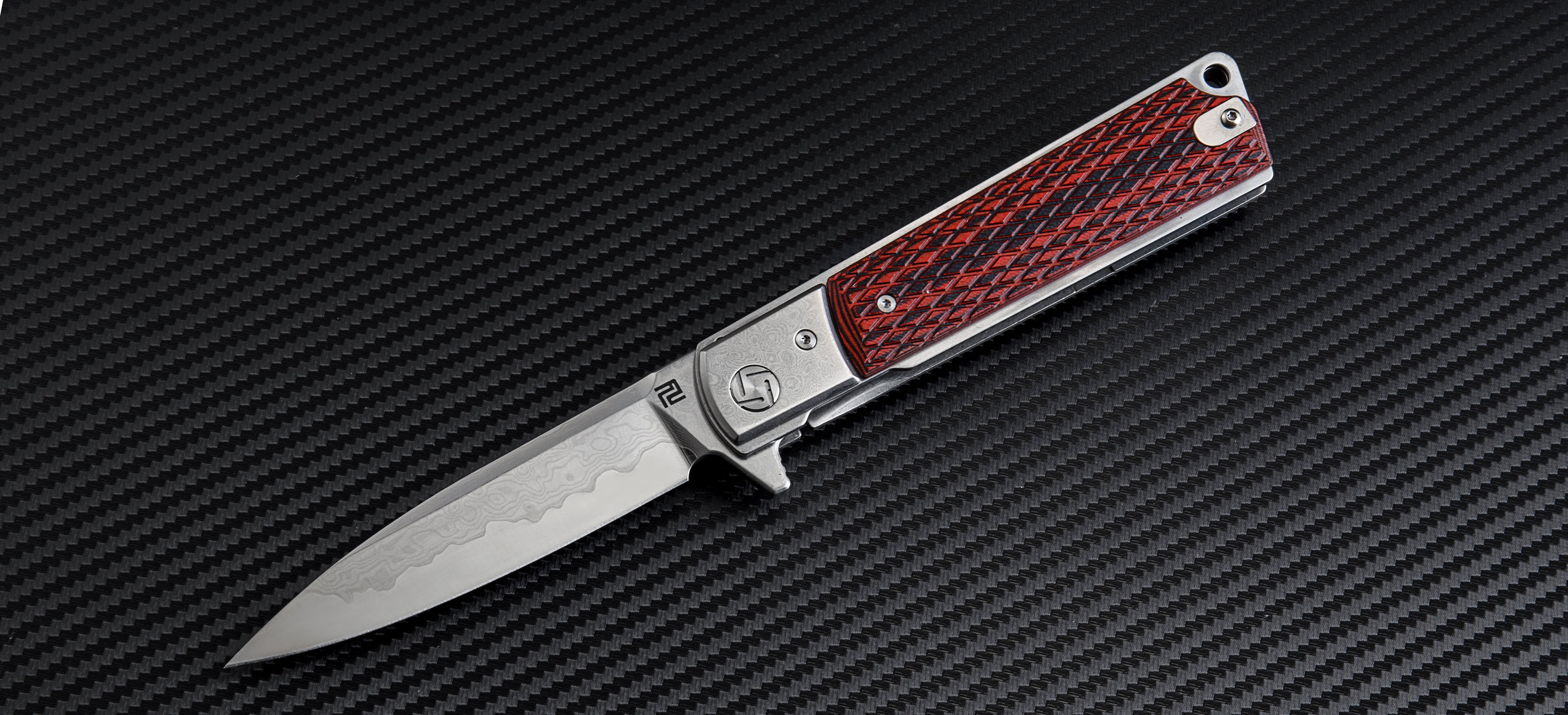 Artisan Cutlery ATZ-1802GD Folding Knives - Damascus Blade, G10 Handle