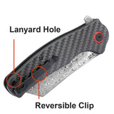 CJRB Crag J1904 ROSE Damascus Blade Carbon fiber Handle Folding Knives