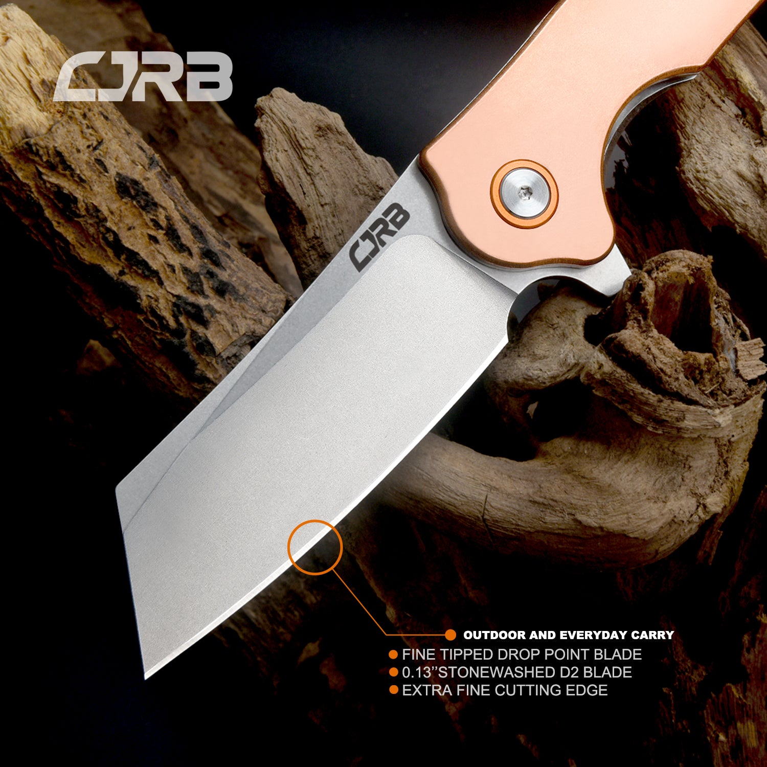 CJRB Crag J1904 D2 Blade COPPER Handle Folding Knives