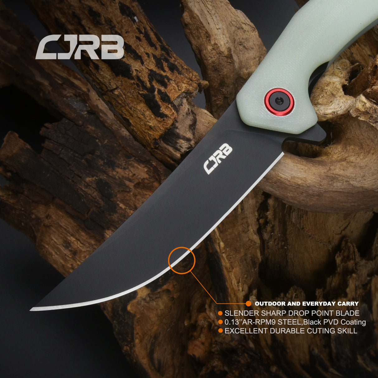 CJRB GOBI J1906 AR-RPM9 Steel Black PVD Blade G10 Handle Folding Knives