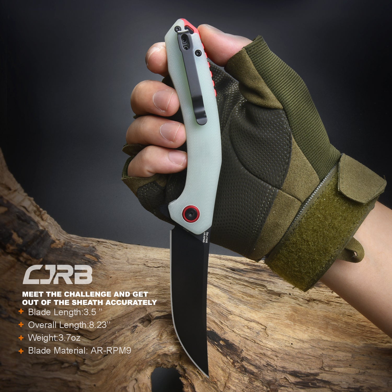 CJRB GOBI J1906 AR-RPM9 Powder Steel Black PVD Blade G10 Handle Folding Knives